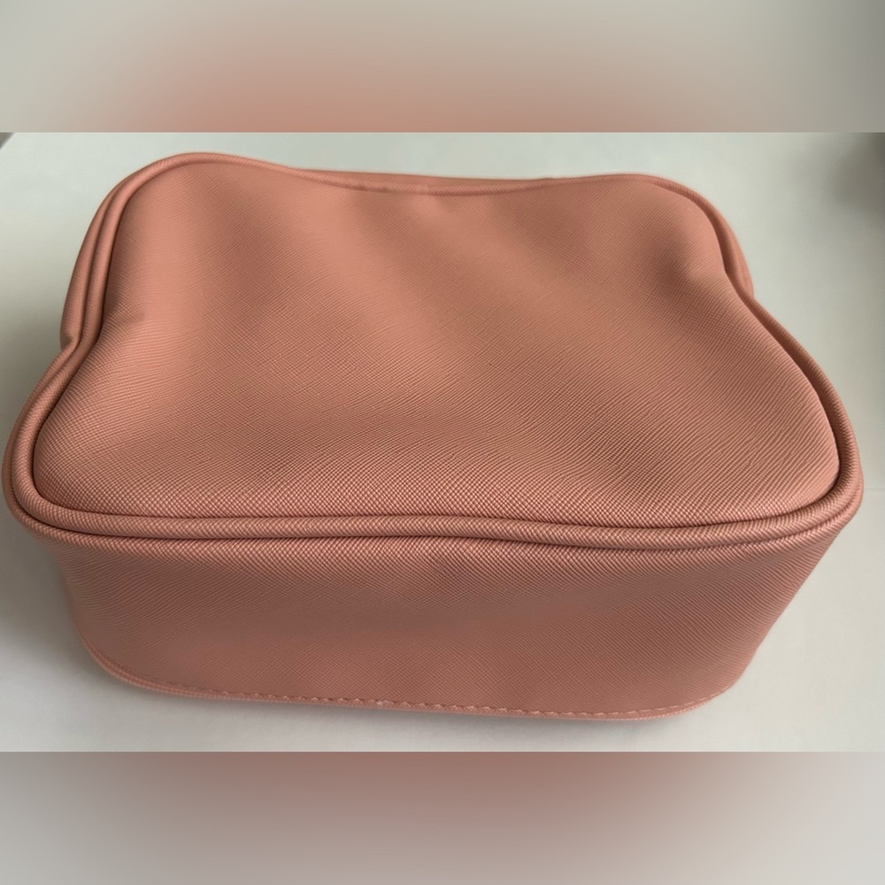 New Cosmetic Bags TL +C Salmon Color PVC Outer 8 1/2” x 6” x 3 1/2”